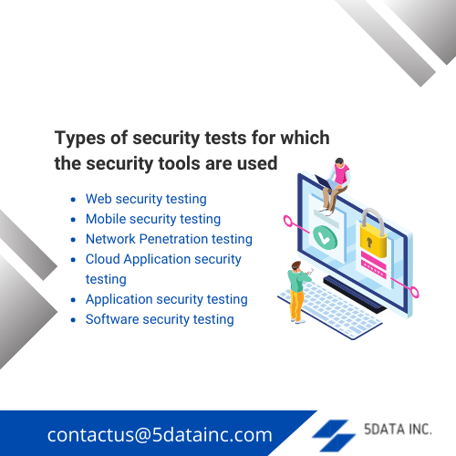 Here are a few types of security tests for which the security tools are used 